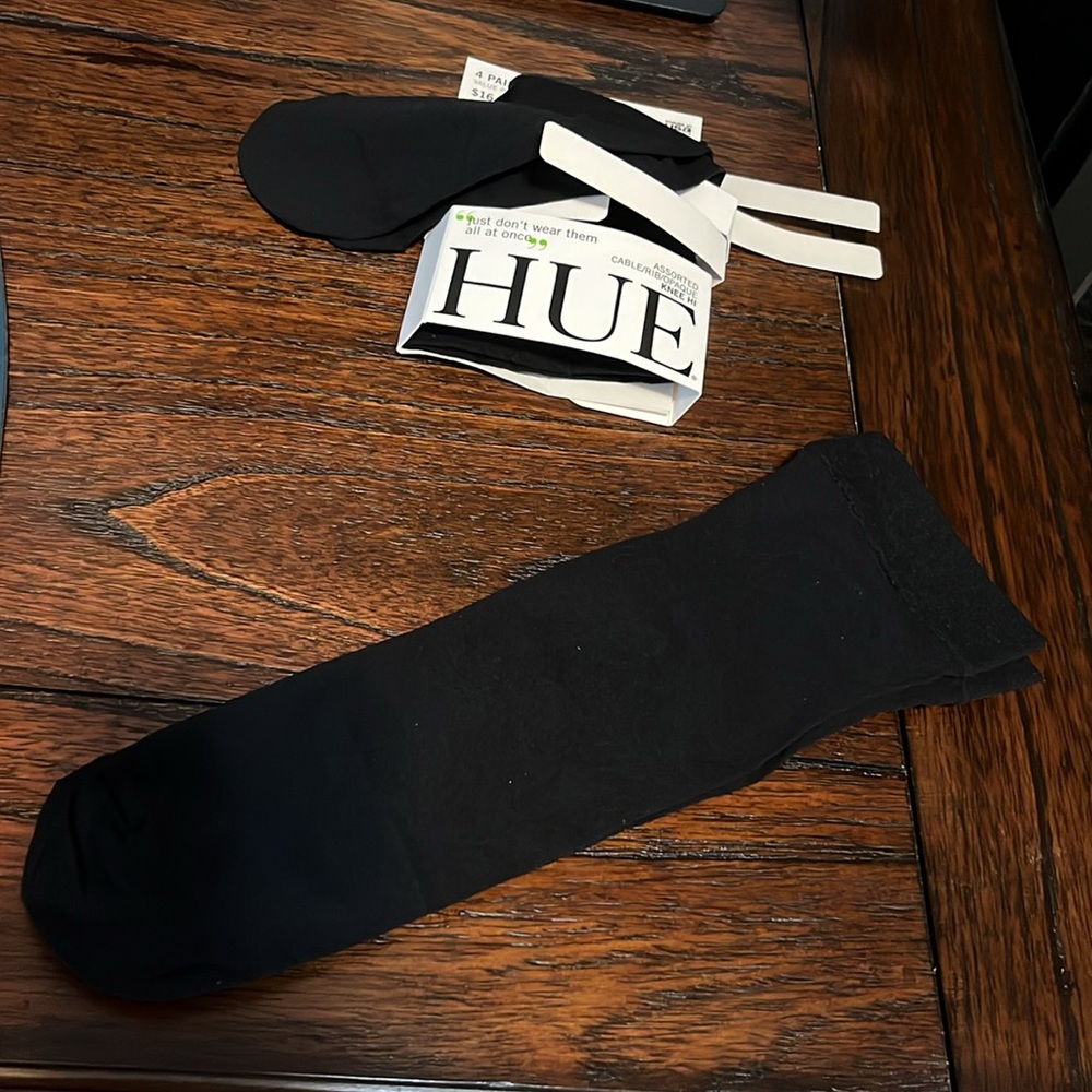 New Knee-High Socks 2-pk Women's Black Hue Nylons Neutral Dressy Goth